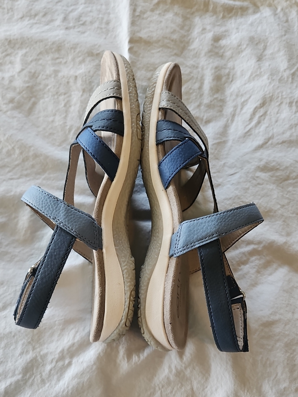 Earth Origins Women's Blue & Cream Strappy Sandals, Size 7 - Picture 6 of 9
